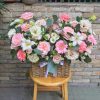Giỏ hoa mix trắng hồng size L - Y91