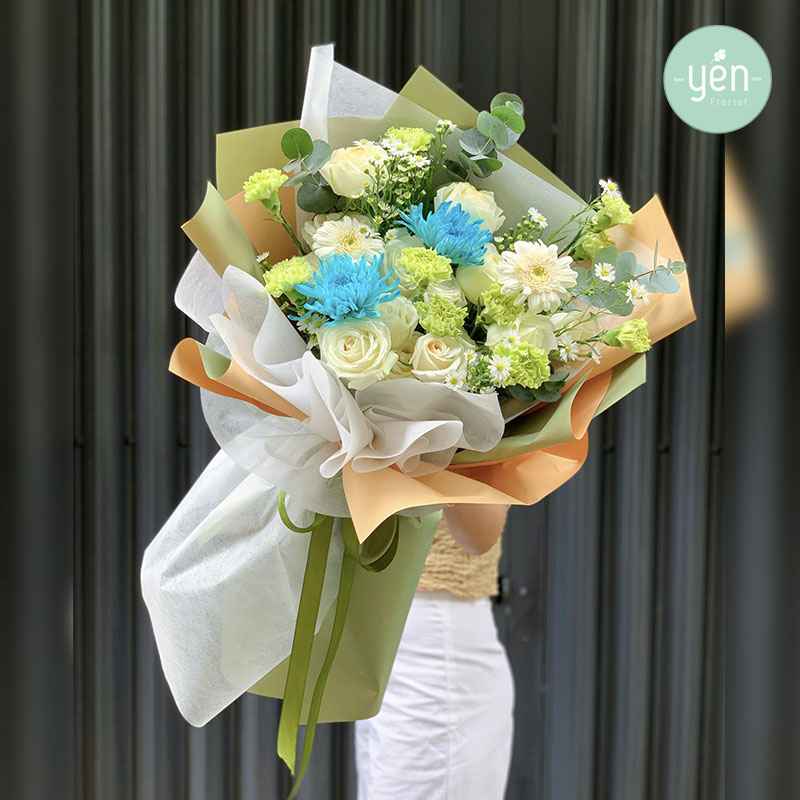 Bó hoa cúc lưới xanh đẹp sang chảnh