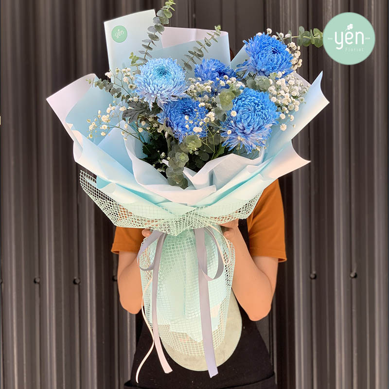 Mẫu bó hoa cúc mẫu đơn xanh đẹp, nổi bật