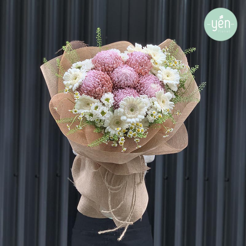 Bó hoa cúc mẫu đơn đẹp tặng đồng nghiệp