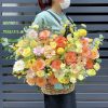 Giỏ hoa chúc mừng tone vàng cam vui tươi - YGH20