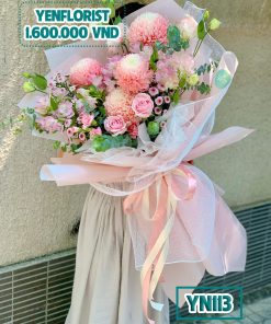 Bó hoa mix Cúc mẫu đơn hồng đào - YN113