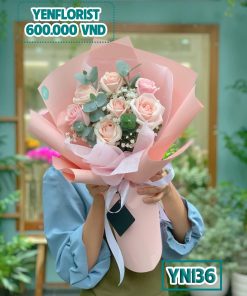 Bó hoa hồng kem size M - YN136