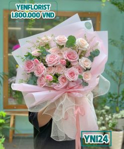 Bó hoa hồng kem dâu size XL - YN124