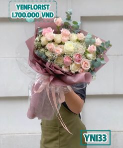 Bó hồng kem mix trắng size XL - YN133