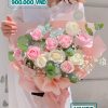 Bó hoa hồng kem mix trắng size L - YN132