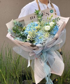 Bó hoa cẩm tú cầu xanh dương size L - YN200