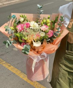 Bó hoa mix tone hồng cam size L - YN198