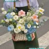 Giỏ hoa tone hồng xanh dương pastel - YN190