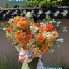 Hộp hoa tone cam rực rỡ mix Tulip trắng size L - YN246