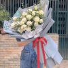 Bó hồng trắng xám - B15