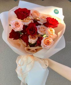 Bó hồng đỏ cam - B85